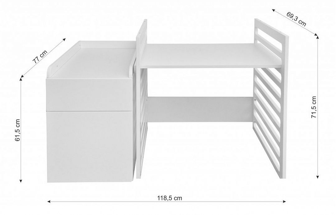 rozměry stůl a komoda po rozložení